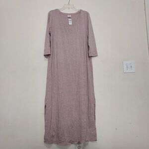 SOMA Embraceable Ribbon Stripe Pink Long Sleep Shirtdress Pajamas Sz-L NWT